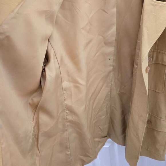 Vtg Silk Lore Blazer Jacket Medium Butterscotch Tan Safari Utility Retro Silk - Picture 5 of 14